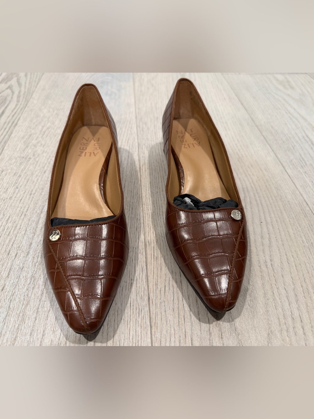 Naturalizer J1045S1500 Women's Sz 6M Brown Crocodile Georgia Low-Heel Pumps